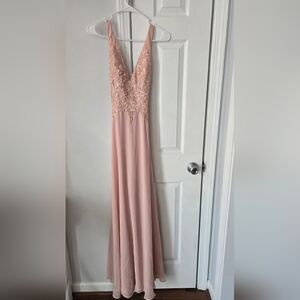 Elegant Blush Lace Gown